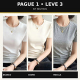 Kit 3 Camisetas Femininas em Algodão Pima — Pague 1 e Leve 3
