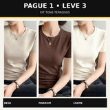 Kit 3 Camisetas Femininas em Algodão Pima — Pague 1 e Leve 3
