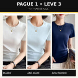 Kit 3 Camisetas Femininas em Algodão Pima — Pague 1 e Leve 3