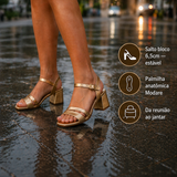 Sandália Feminina Ortopédica Modare Reflex Sense para uso diário com palmilha massageadora e fivela dourada
