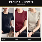 Kit 3 Camisetas Femininas em Algodão Pima — Pague 1 e Leve 3