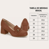 Scarpin Mocassim Modare Salto Bloco Baixo Confortável para Trabalho e Dia a Dia