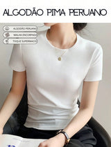 Camiseta feminina em algodão Pima na cor Branco