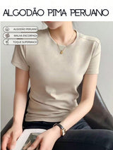 Camiseta feminina em algodão Pima na cor Bege