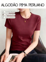 Camiseta feminina em algodão Pima na cor Vinho