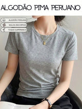 Camiseta feminina em algodão Pima na cor Mescla