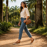 Bottero Napoli: tênis slip-on feminino de couro atanado caramelo para uso diário com conforto o dia todo