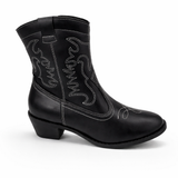 Bota Country Cano Médio Moleca | Bordado Western | Preta e Avelã