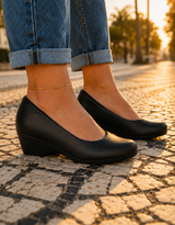 Sapato Scarpin Modare Salto Baixo Grosso  Calce Fácil Preto Bege Marinho 34-39