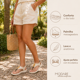 Sandália Feminina Modare Comfort Plus Ortopédica Branco Off Avela Preto 34-40