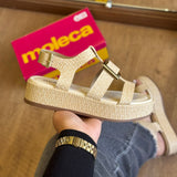 Sandália Moleca Napa Tresse Detalhe Dourado