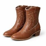 Bota Country Cano Médio Moleca | Bordado Western | Preta e Avelã